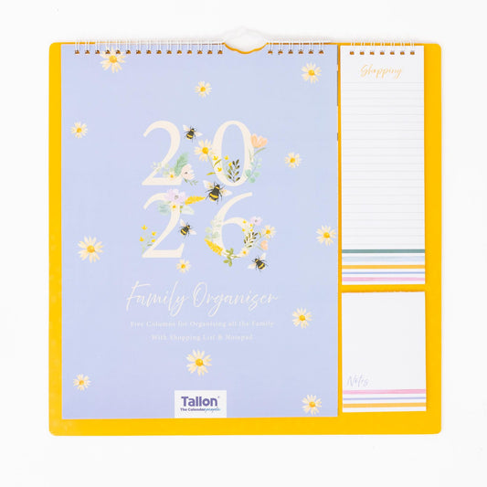 2026 Family Planner 5 Column Calendar Wall Organiser Shopping List & Notepad