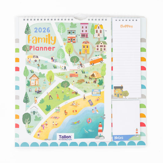 2026 Family Planner 5 Column Calendar Wall Organiser Shopping List & Notepad