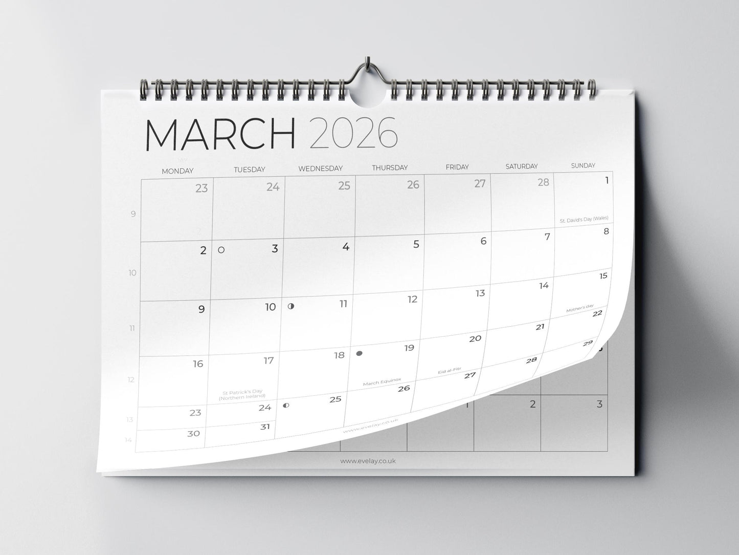 2026 Calendar A4 Landscape Month To View Wall Planner Family Office Organiser