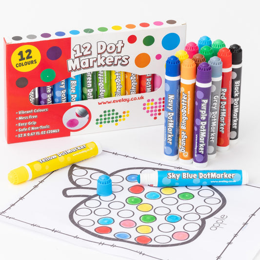12 Dot Markers for Kids & Adults Mess Free Dabber Pens Non-Drip Dotters for Bingo Crafts Art Scrapbooking Colouring and More