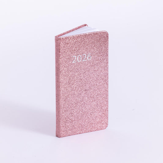 2026 Diary Slim Glitter Week to View Diaries Full Year Journal Calendar Planner rose