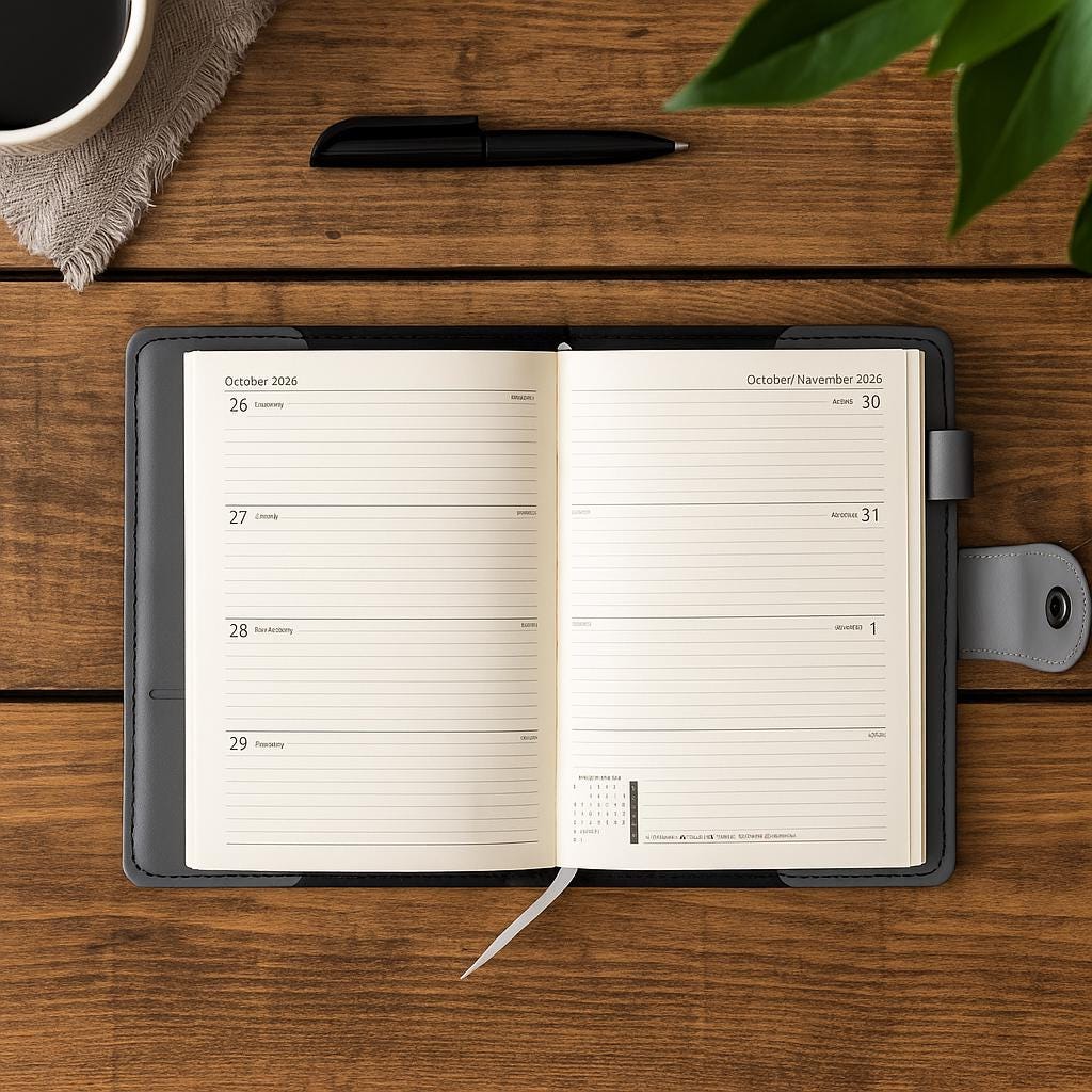 2026 Diary A6 Week to View Organiser with Pen A-Z Address Index Book