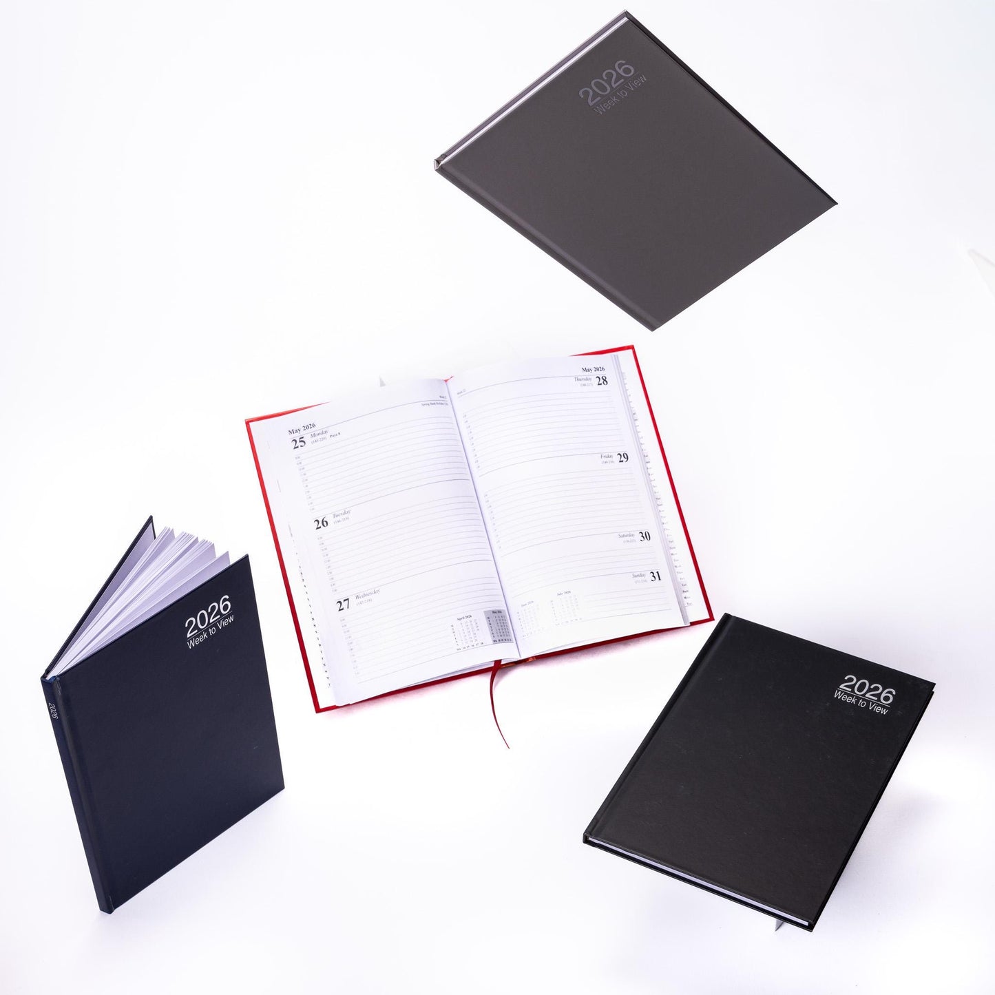 2026 A5 Week To View Diary Full Year Planner Organiser Hardback Cover With Times