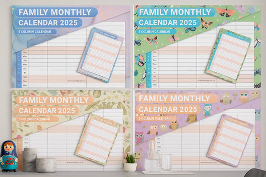 2026 Calendar Wall Monthly Planner Staff Rota Family Organiser 5 Columns
