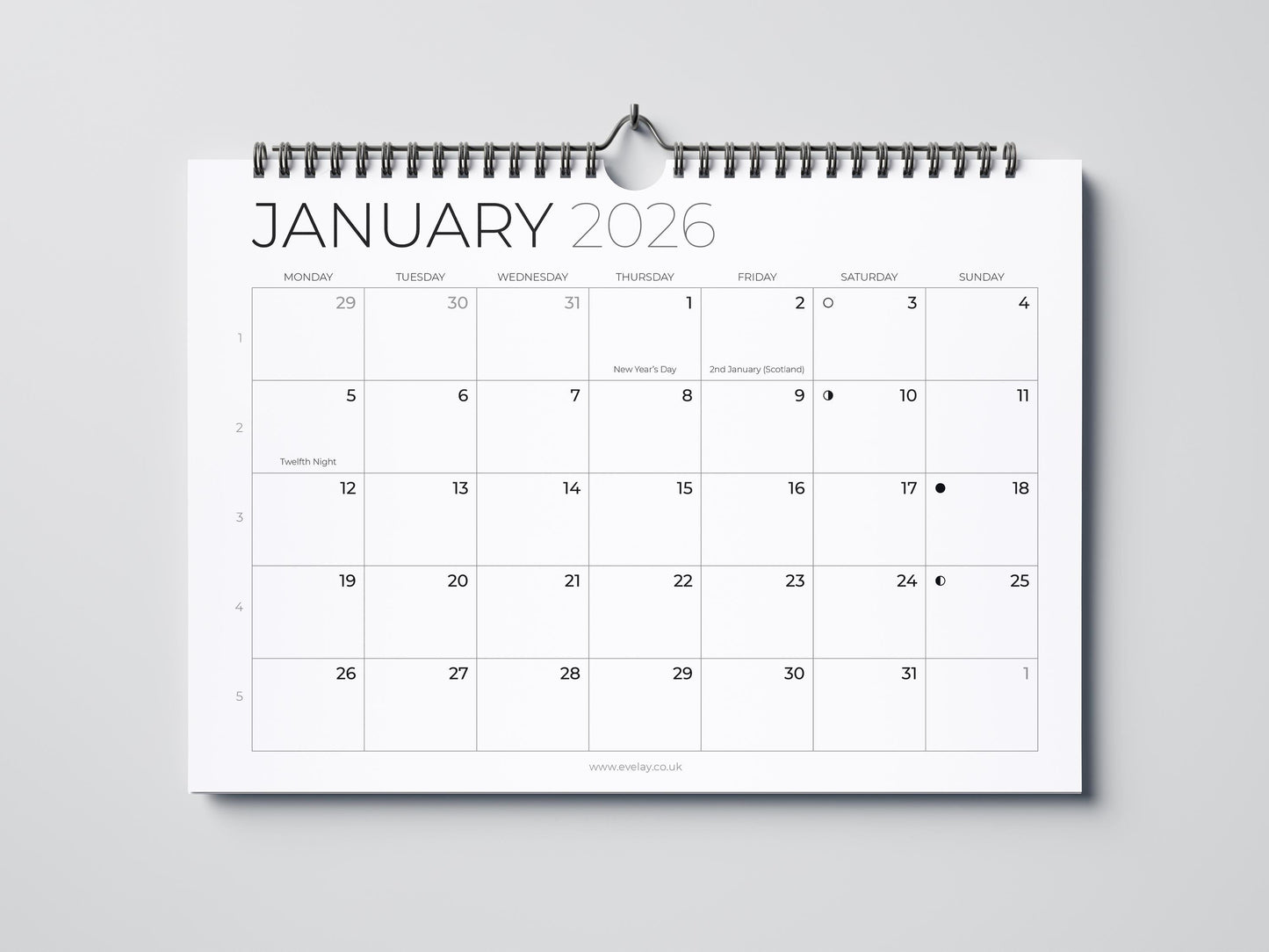 2026 Calendar A4 Landscape Month To View Wall Planner Family Office Organiser