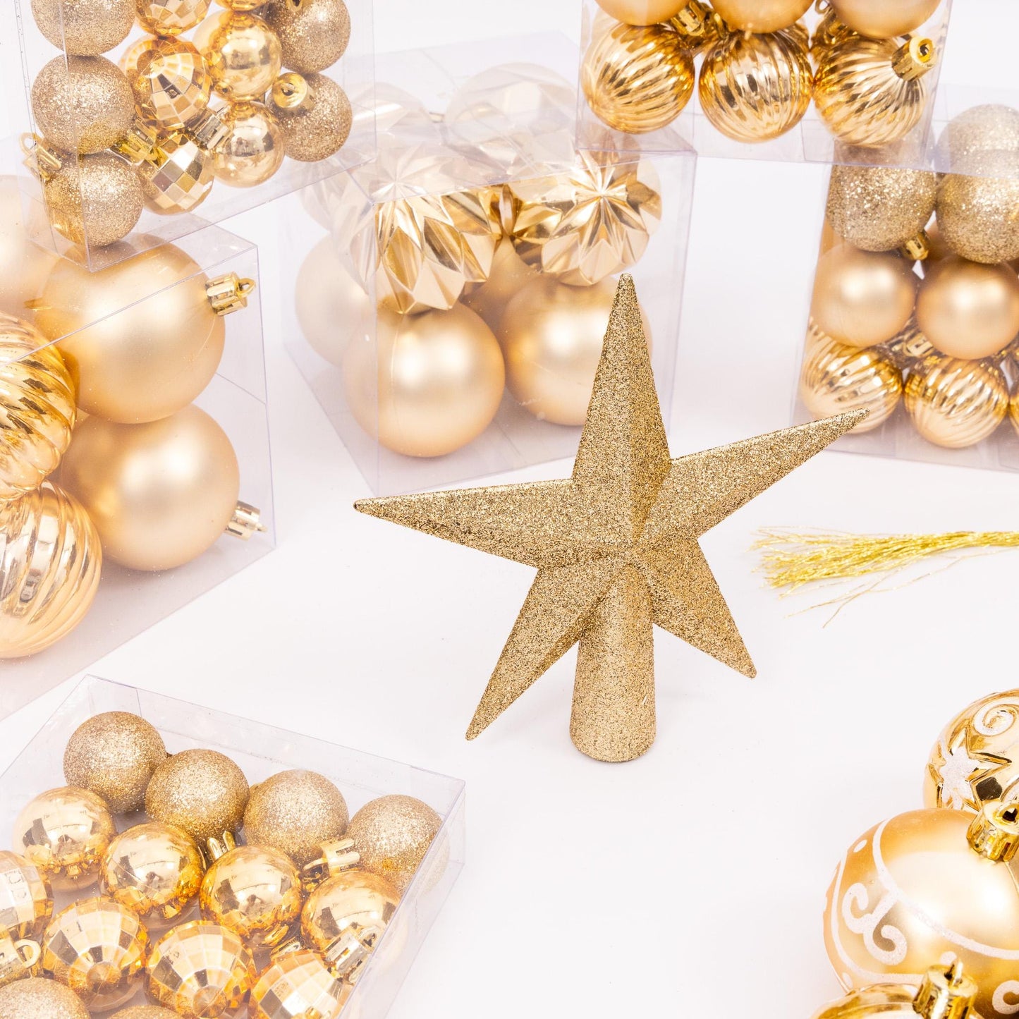 100 Christmas Baubles Tree Hanging Balls Xmas Party Beads Ornament Gold