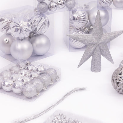 100-Piece Christmas Bauble Set – Silver – image 4