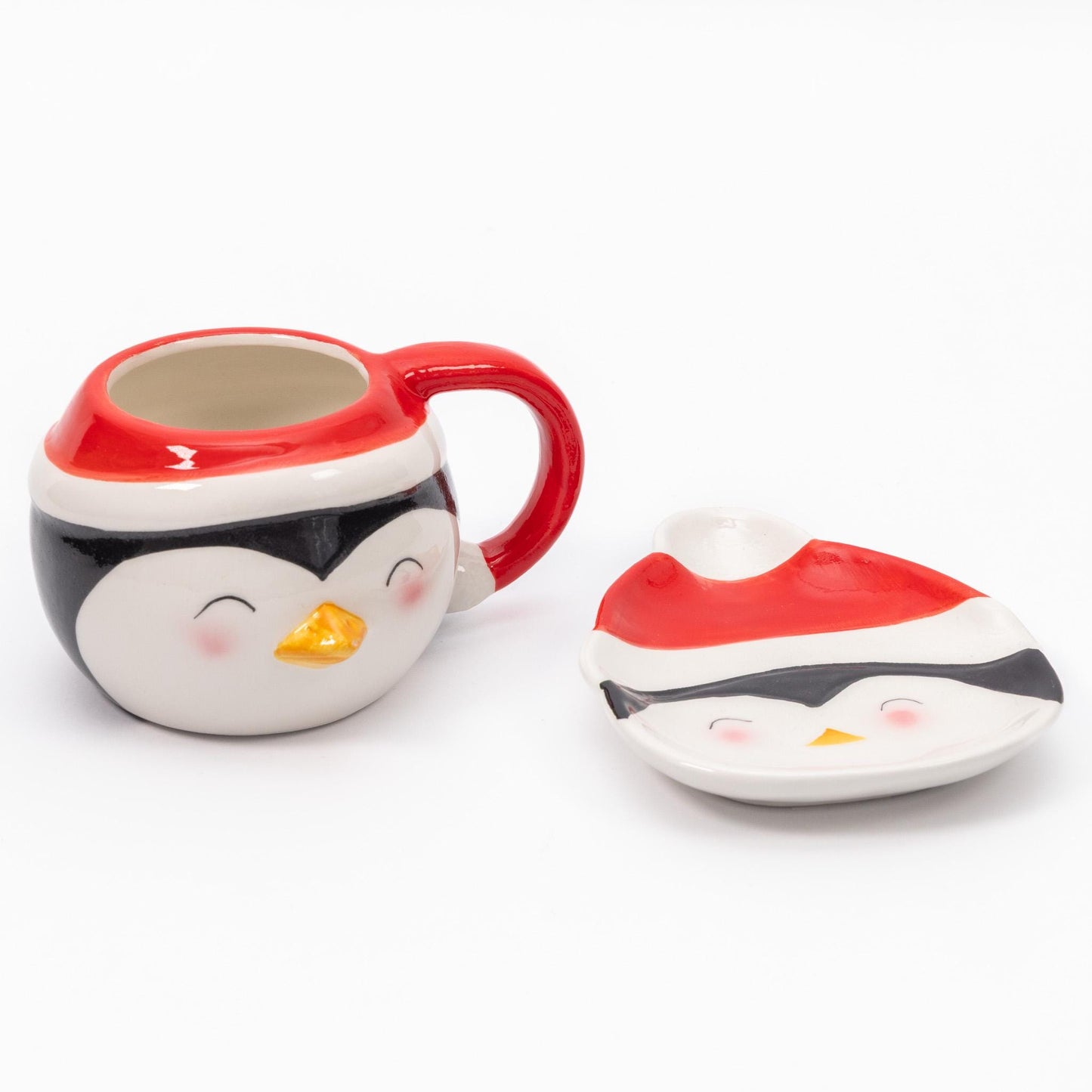 Santa and Snowman Ceramic Cup & Saucer Christmas Kitchen Tableware Food Drinks