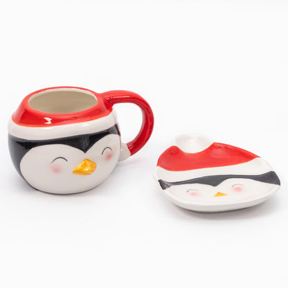 Santa & Snowman Ceramic Cup & Saucer – Christmas Tableware – image 4