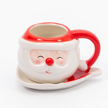 Santa & Snowman Ceramic Cup & Saucer – Christmas Tableware – image 6