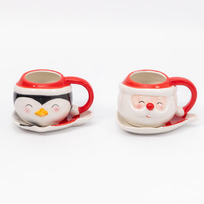 Santa & Snowman Ceramic Cup & Saucer – Christmas Tableware – image 7