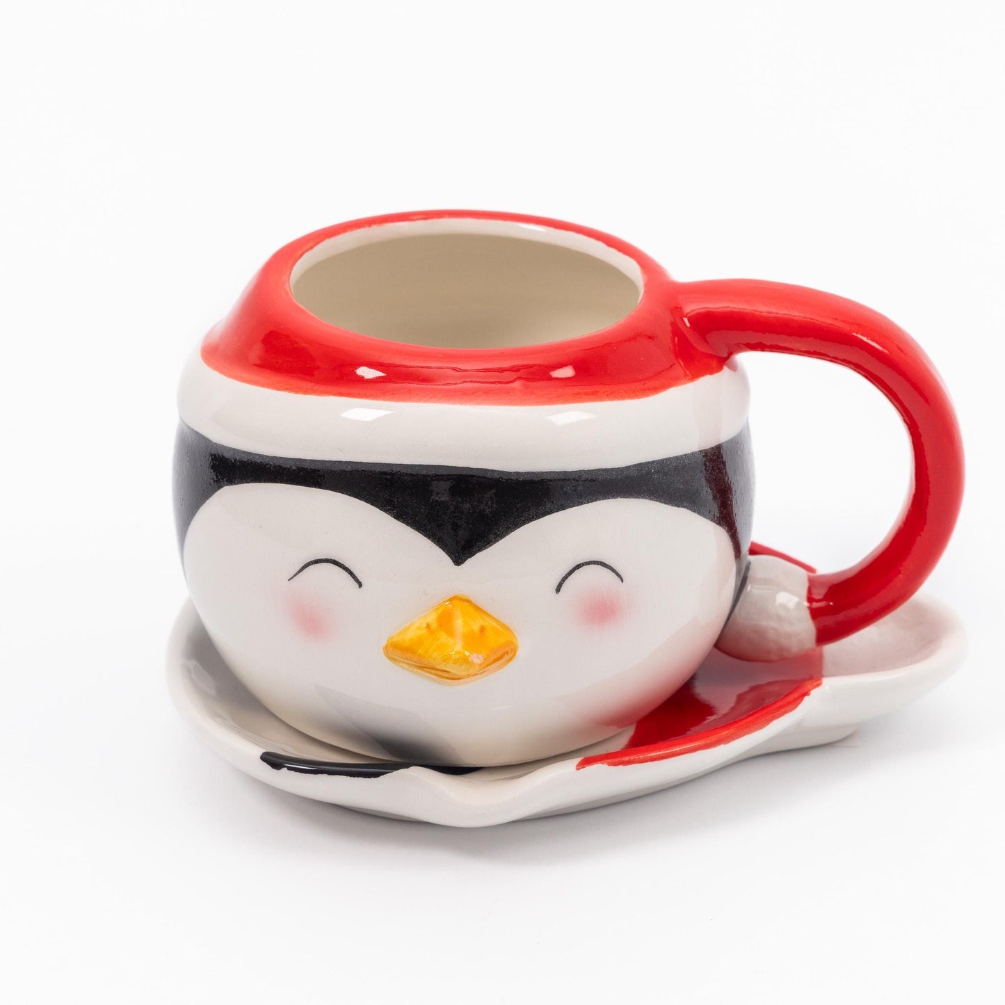 Santa and Snowman Ceramic Cup & Saucer Christmas Kitchen Tableware Food Drinks