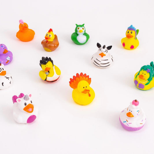 12 Rubber Ducks Character Mix Duck Animal Theme Set Bath Play Toys Fun Quaker