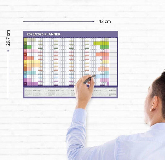 2025 - 2026 A3 Academic Mid Year Wall Planner Calendar Home Office Work