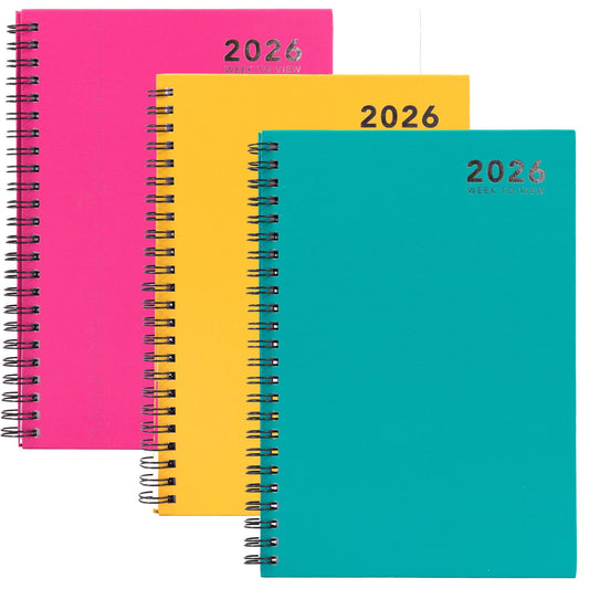 2026 A5 Week To View Diary Full Year Planner Desk Organiser Spiral Hardback Book