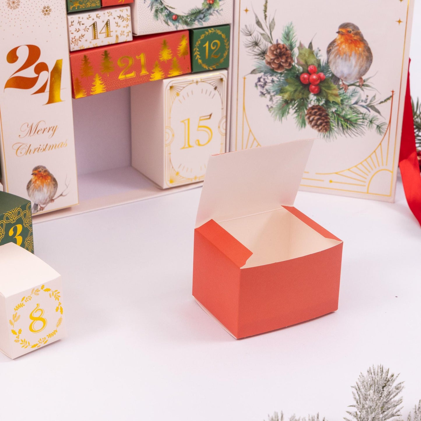 Christmas Advent Calendar Fill your Own 1-24 Day Boxes Luxury Countdown Robin