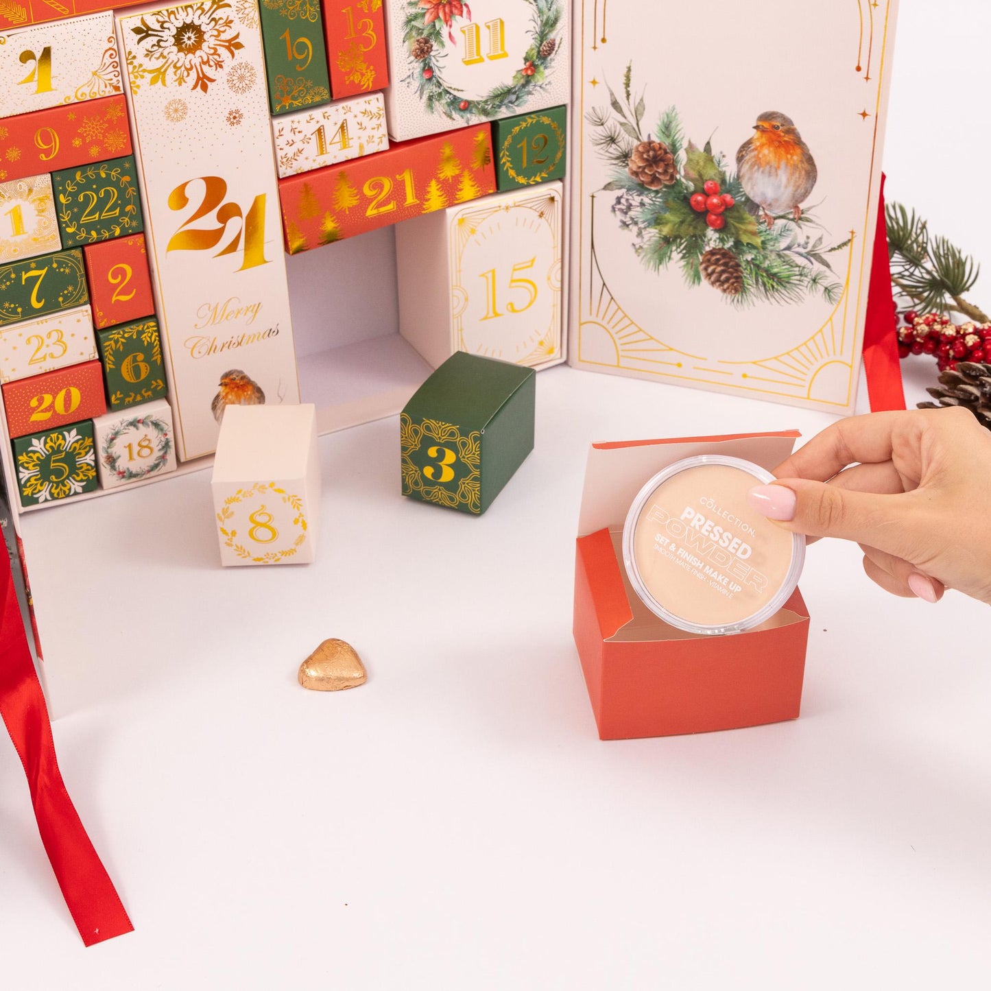 Christmas Advent Calendar Fill your Own 1-24 Day Boxes Luxury Countdown Robin