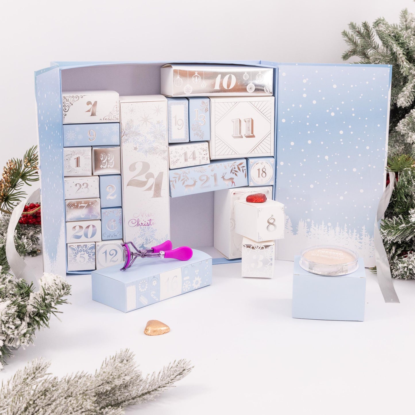 Christmas Advent Calendar Fill your Own 1-24 Day Boxes Luxury Countdown Blue