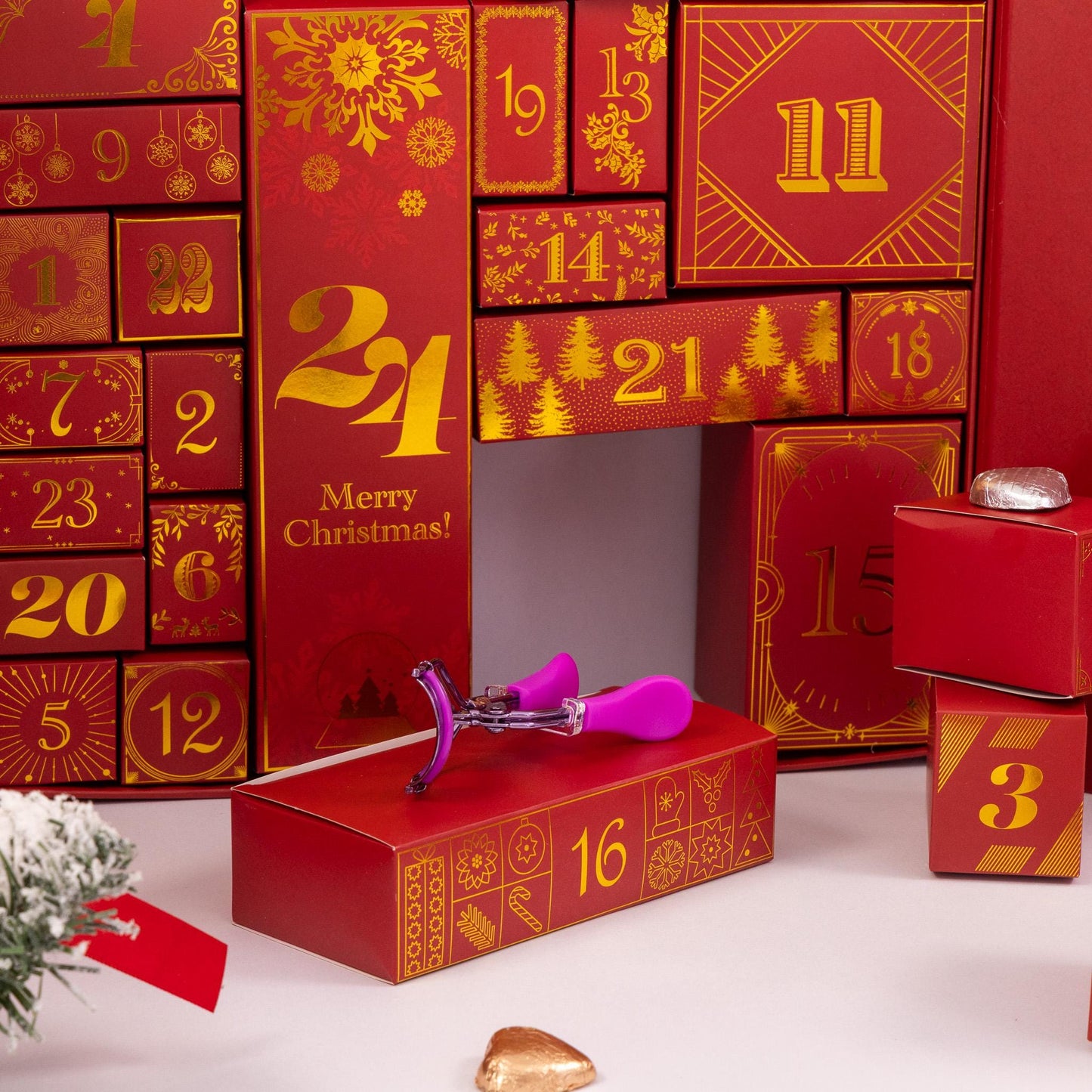 Christmas Advent Calendar Fill your Own 1-24 Day Boxes Luxury Countdown red