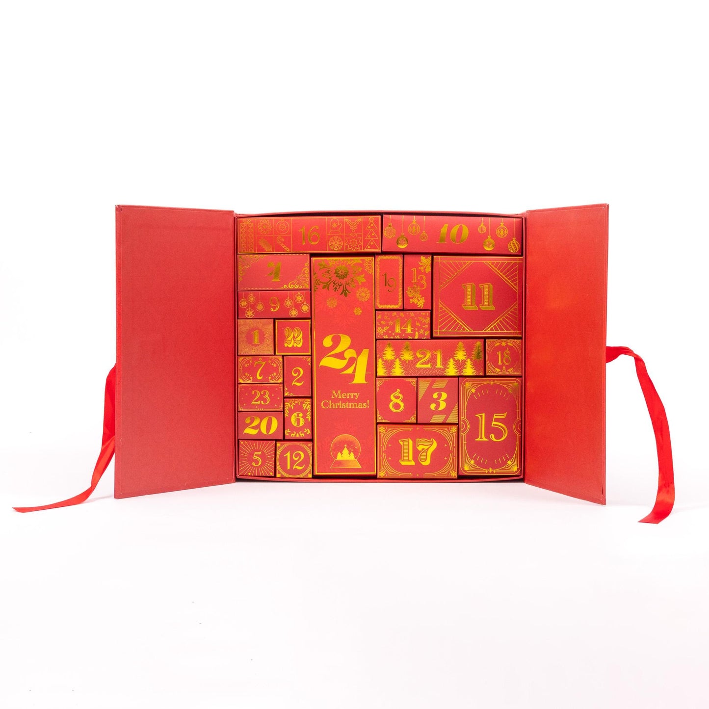 Christmas Advent Calendar Fill your Own 1-24 Day Boxes Luxury Countdown red