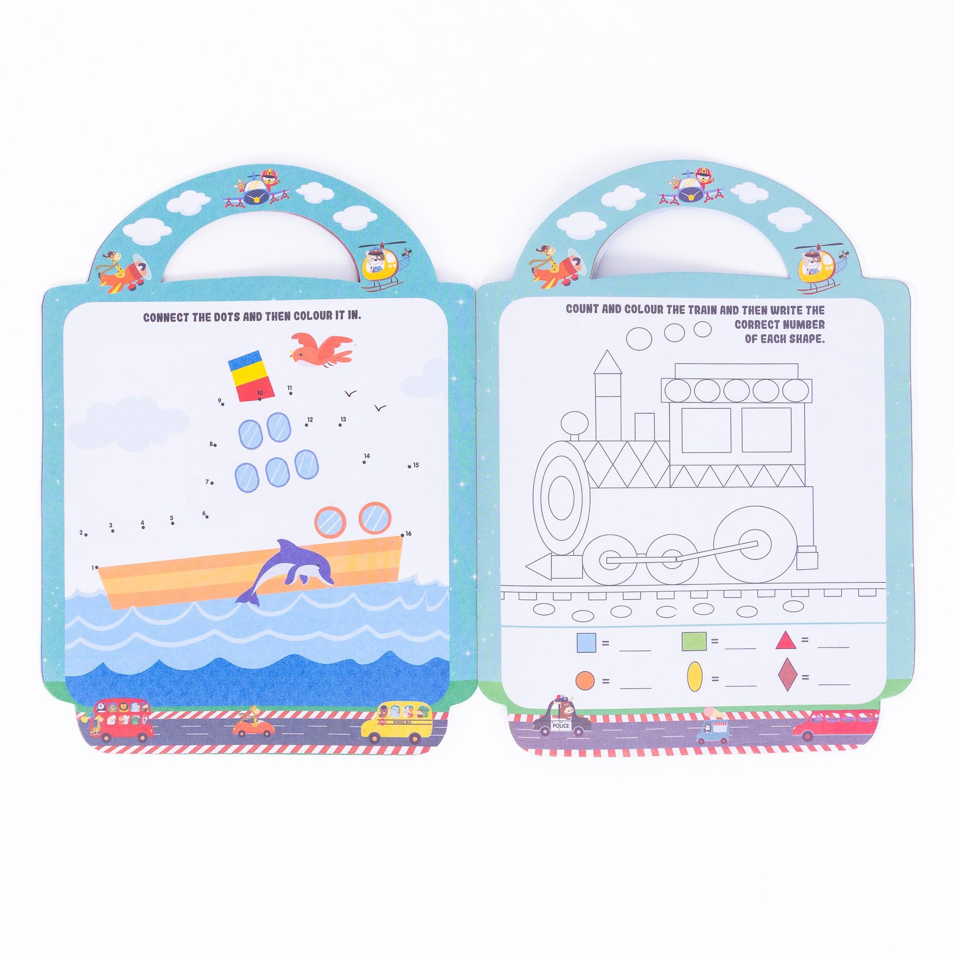 4 Kids Children's Colouring & Activity Learning Books Set of 4 With Carry Handle Etsy