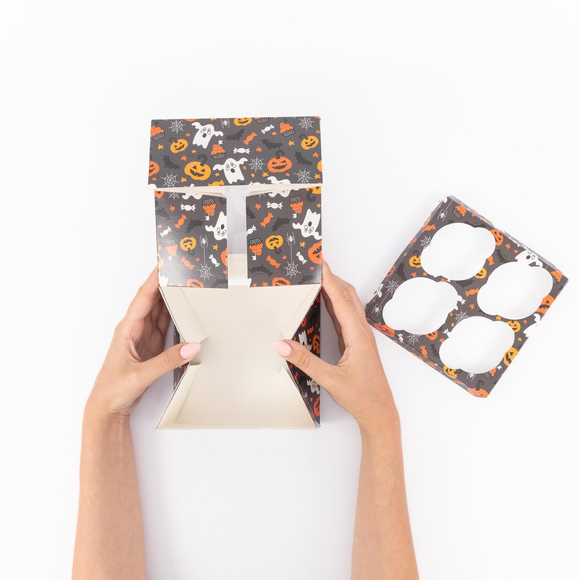 Halloween Cupcake Boxes: Black, Orange, Purple, Pumpkin - 4 Hole Etsy