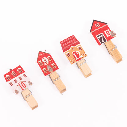 Numbered Advent Calendar Pegs – Cottages – Set of 24 – image 4