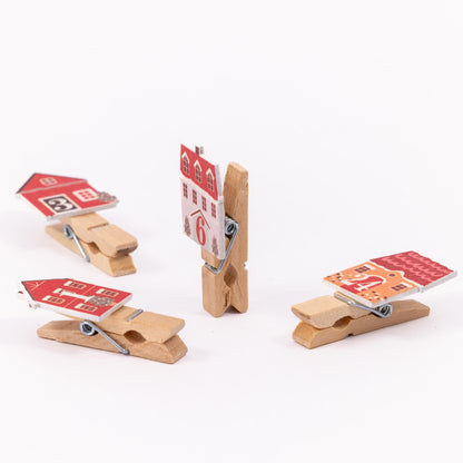 Numbered Advent Calendar Pegs – Cottages – Set of 24 – image 2