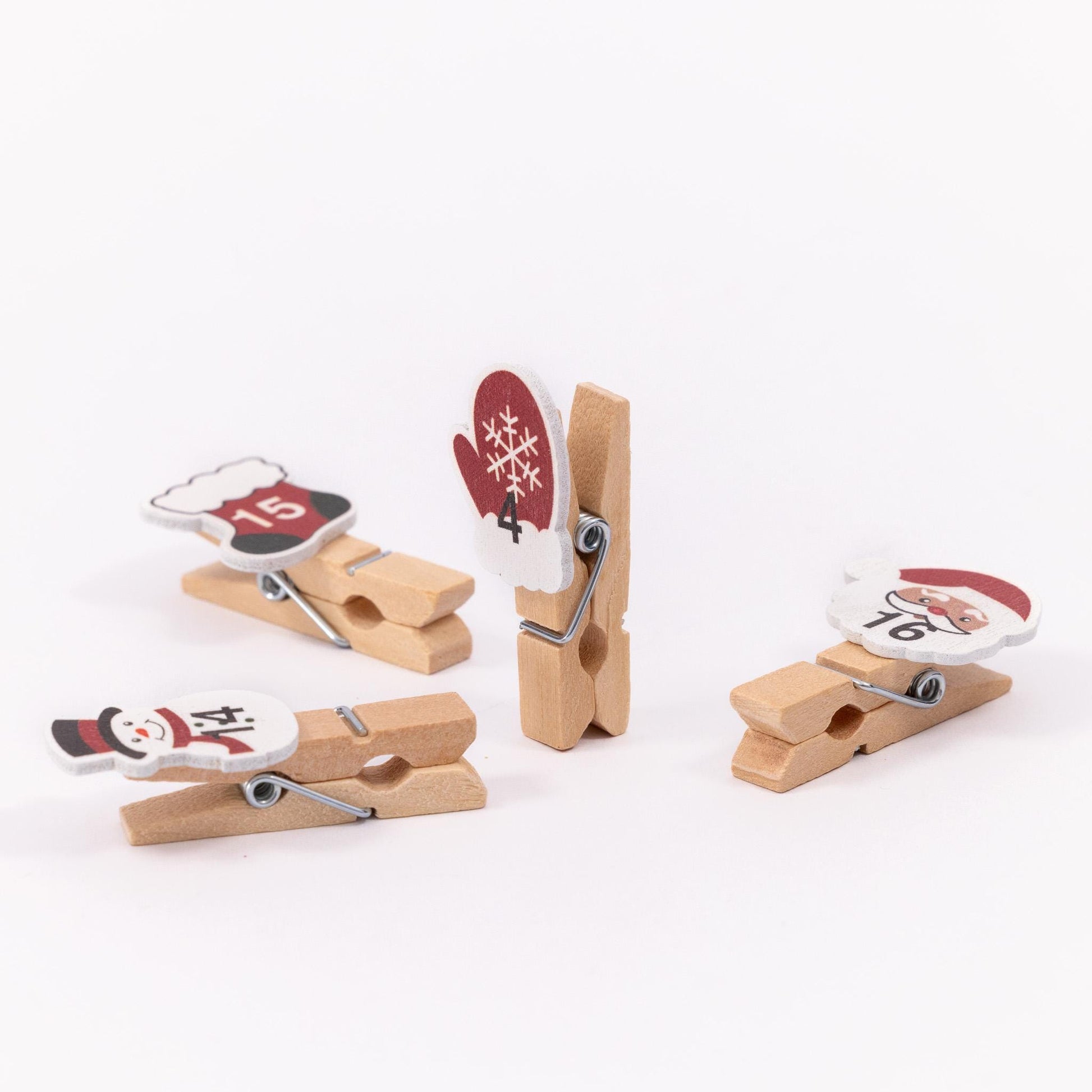 24 Advent Calendar Pegs Numbered Make Your Own Calendar Craft Santa Etsy