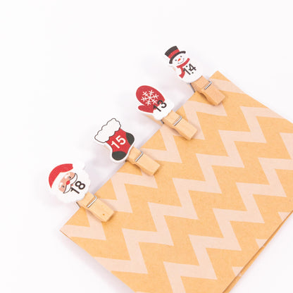 Numbered Advent Calendar Pegs – Santa – Set of 24 – image 6