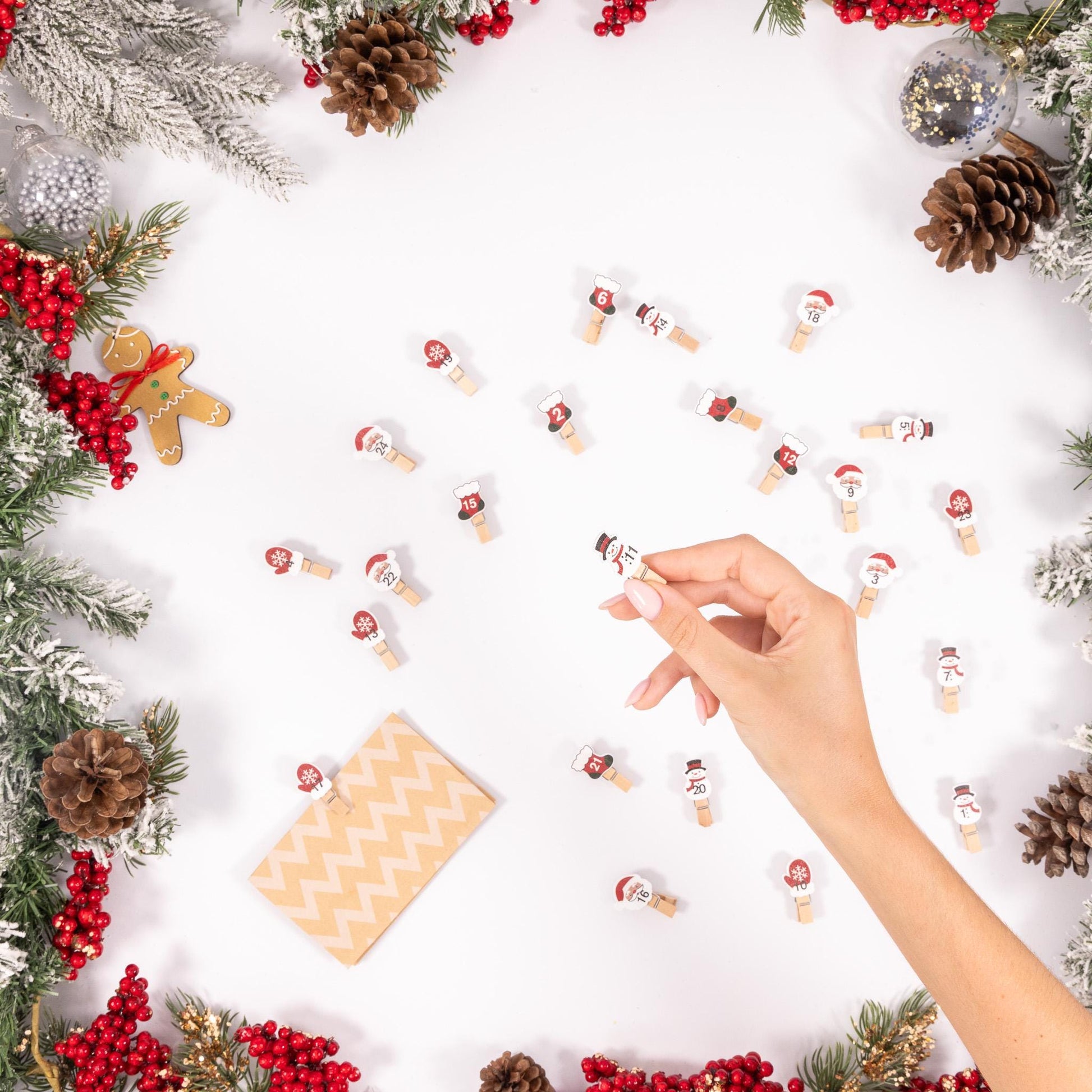 24 Advent Calendar Pegs Numbered Make Your Own Calendar Craft Santa Etsy