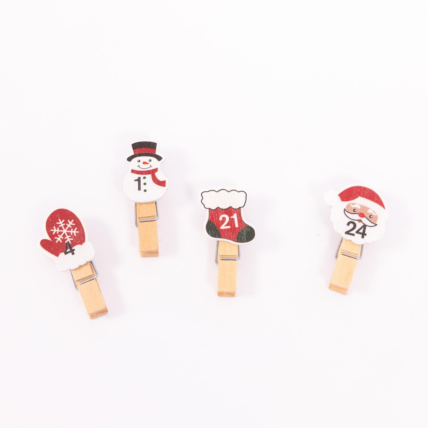 24 Advent Calendar Pegs Numbered Make Your Own Calendar Craft Santa Etsy