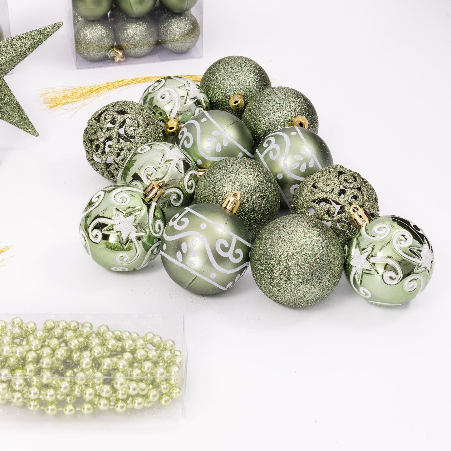 100 Christmas Baubles Tree Hanging Balls Xmas Party Beads Ornament green Etsy