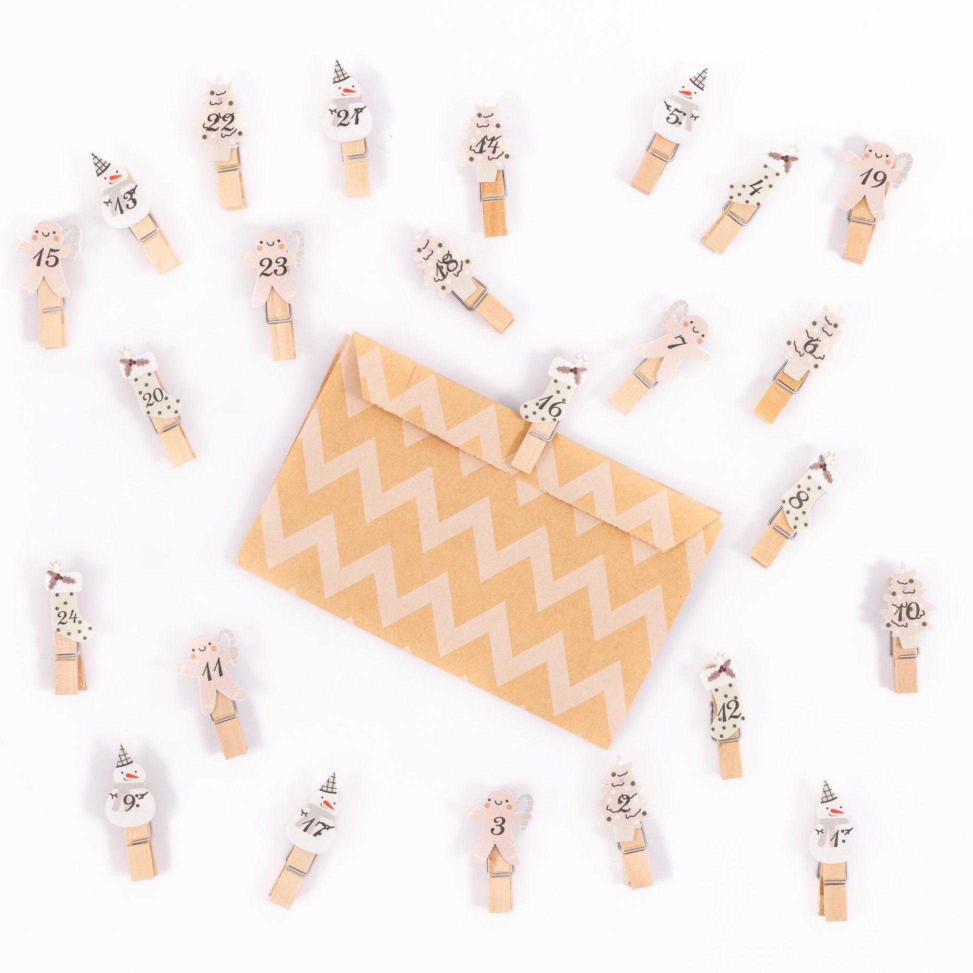 24 Advent Calendar Pegs Numbered Make Your Own Calendar Craft Pink Stockings Etsy