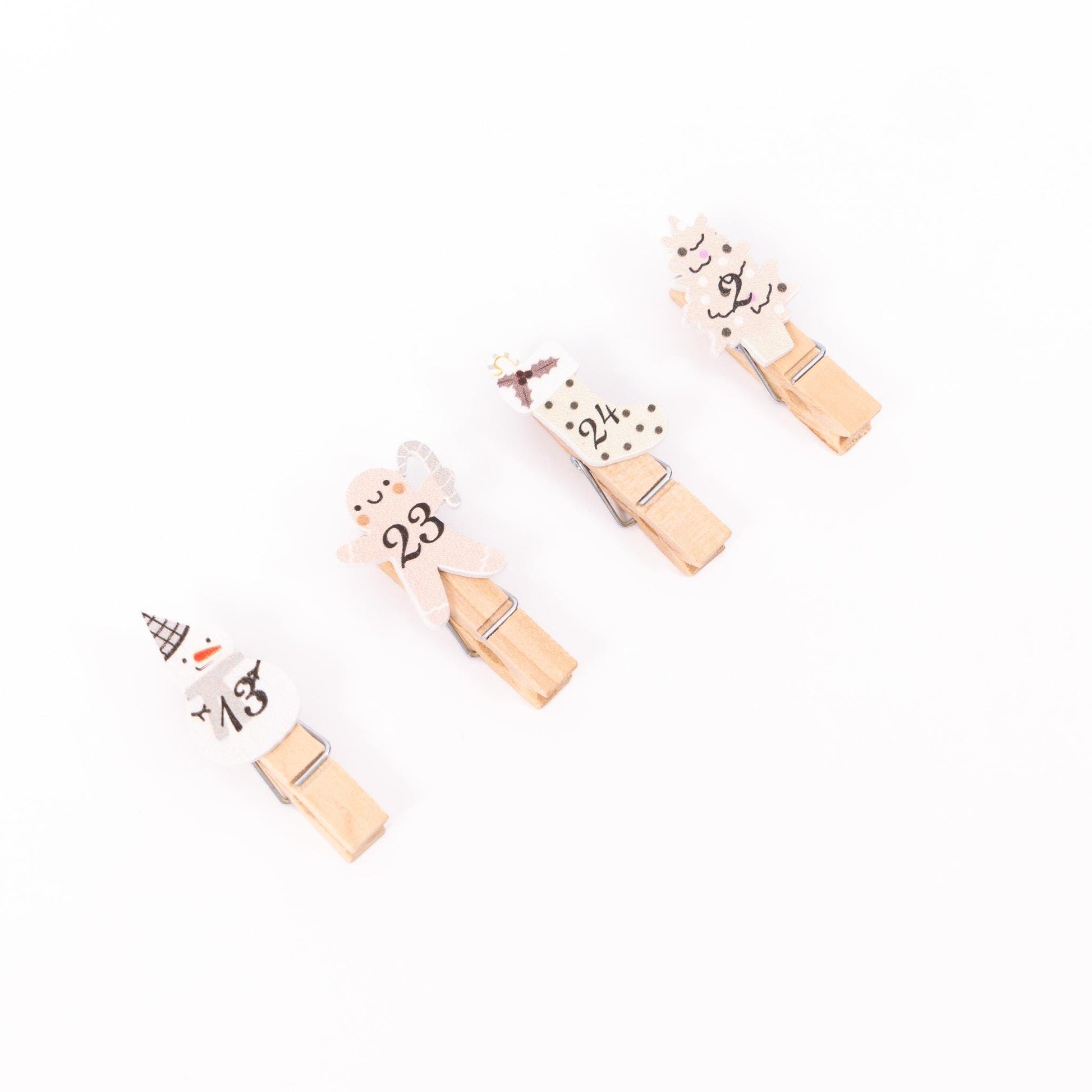 24 Advent Calendar Pegs Numbered Make Your Own Calendar Craft Pink Stockings Etsy