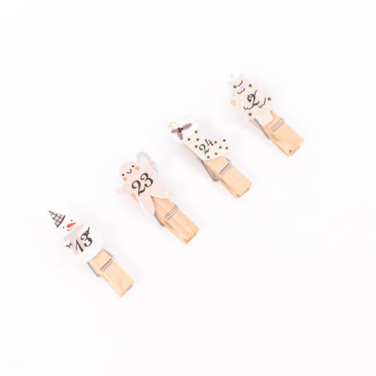 24 Advent Calendar Pegs Numbered Make Your Own Calendar Craft Pink Stockings Etsy