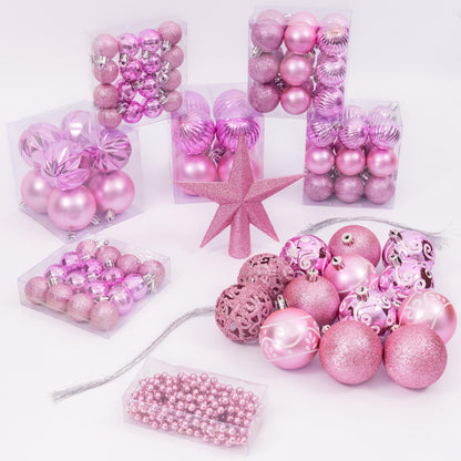 100-Piece Christmas Bauble Set – Single Colour – Pink