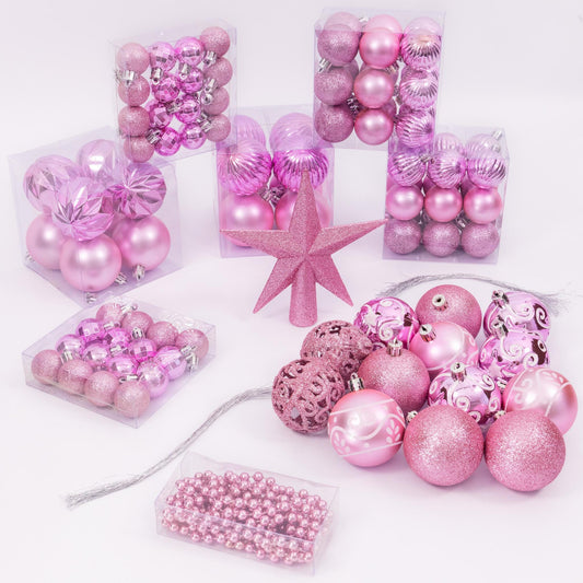 100 Christmas Baubles Tree Hanging Balls Xmas Party Beads Ornament Pink Etsy