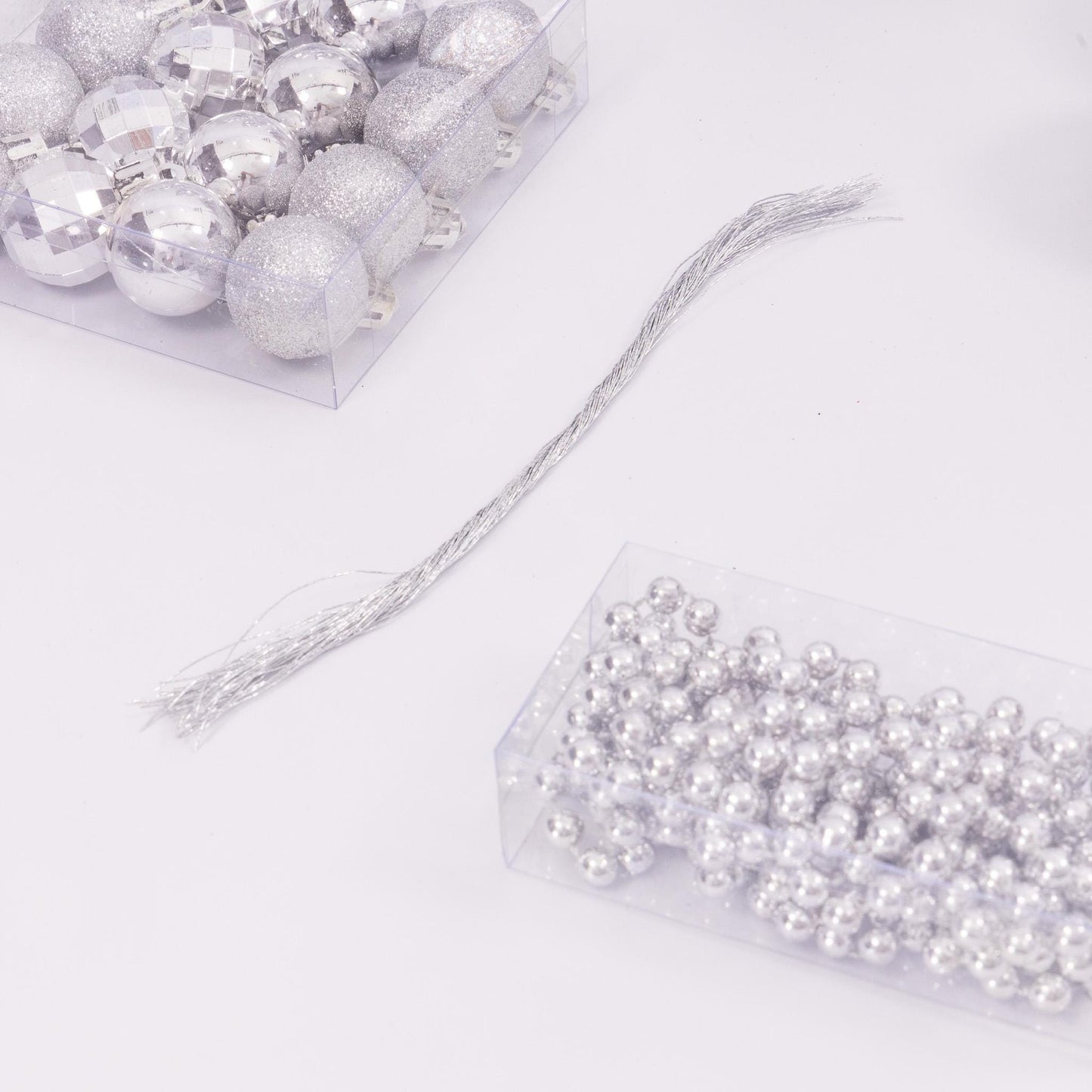 100 Christmas Baubles Tree Hanging Balls Xmas Party Beads Ornament Silver
