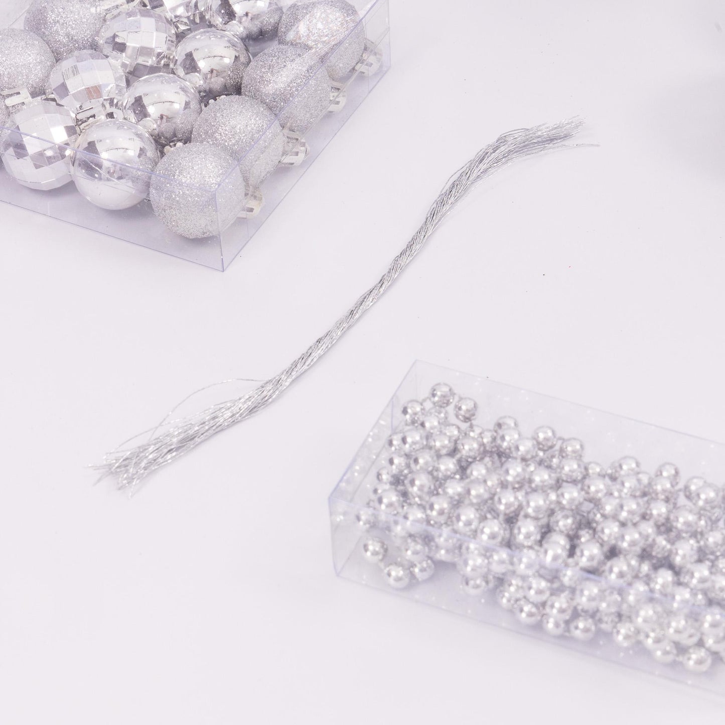 100 Christmas Baubles Tree Hanging Balls Xmas Party Beads Ornament Silver