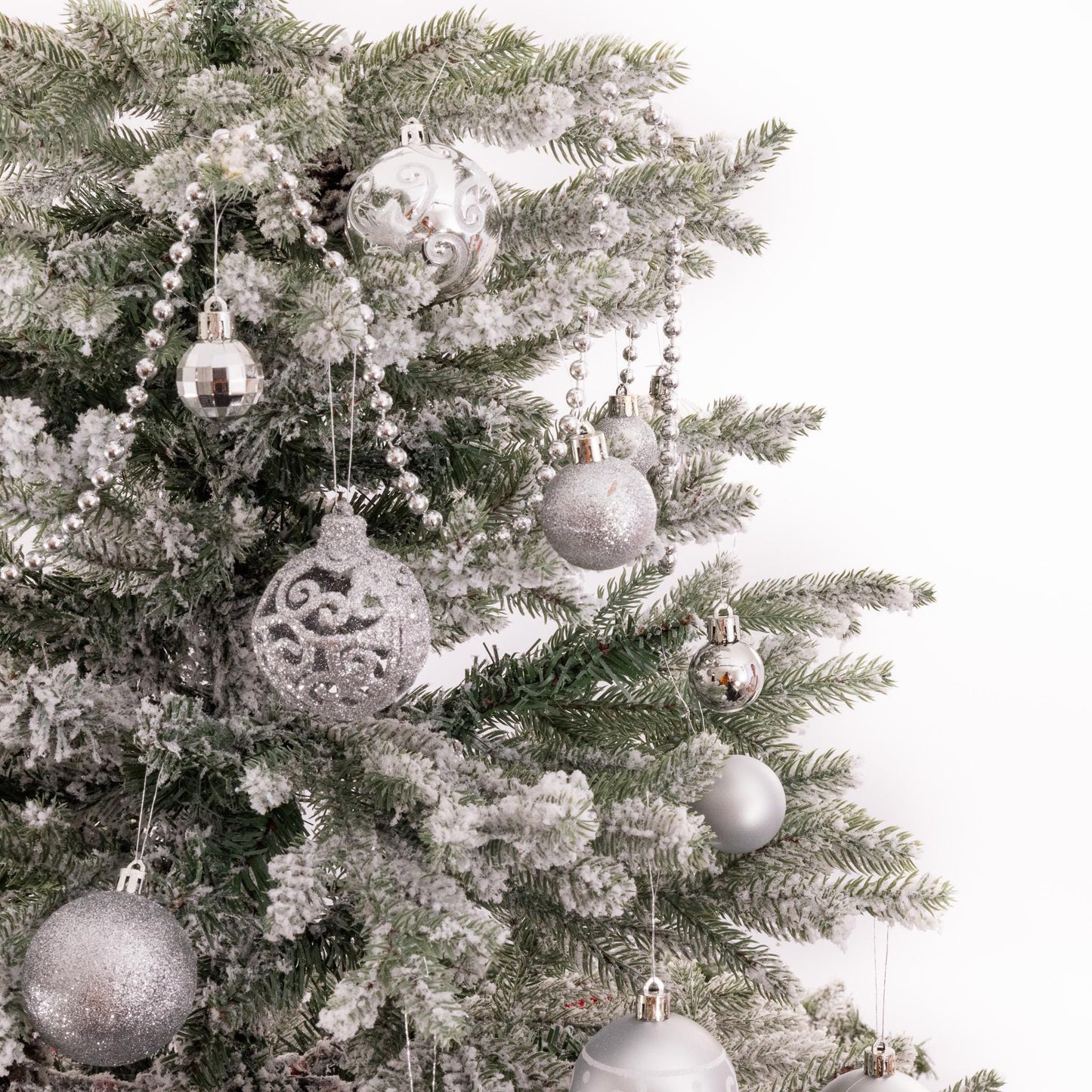 100 Christmas Baubles Tree Hanging Balls Xmas Party Beads Ornament Silver