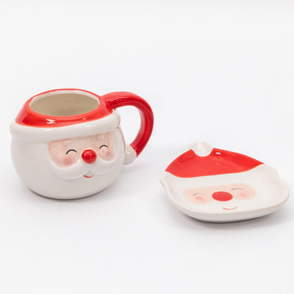 Santa & Snowman Ceramic Cup & Saucer – Christmas Tableware – image 3