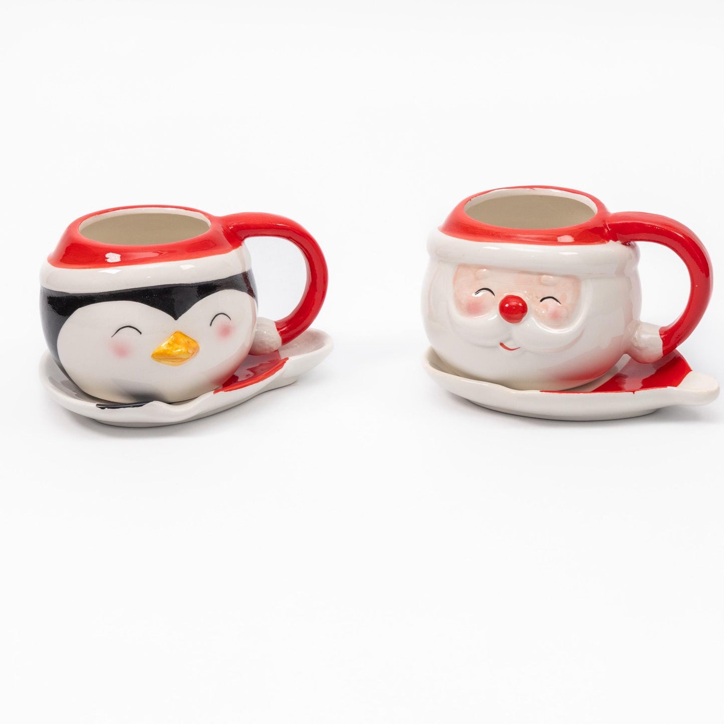 Santa and Snowman Ceramic Cup & Saucer Christmas Kitchen Tableware Food Drinks