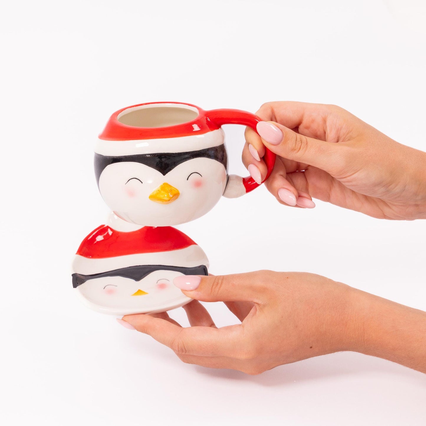 Santa and Snowman Ceramic Cup & Saucer Christmas Kitchen Tableware Food Drinks