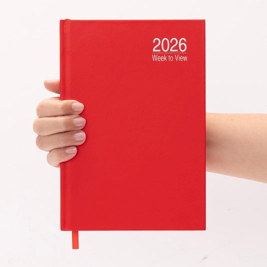 2026 A5 Red Hardback Diary: Week To View Planner