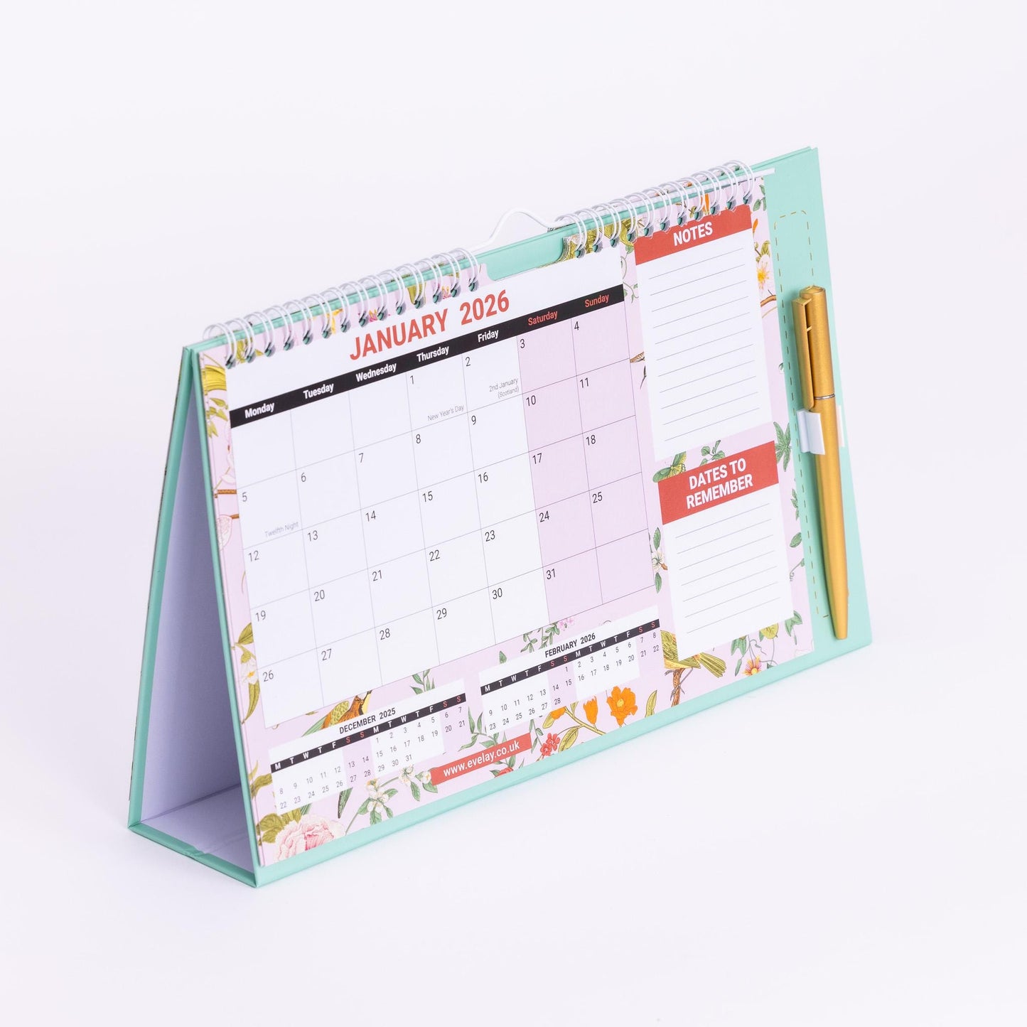 2025 -2026 Month To View Stand Up Desk Top Free Standing Wall Calendar 18 Month Etsy