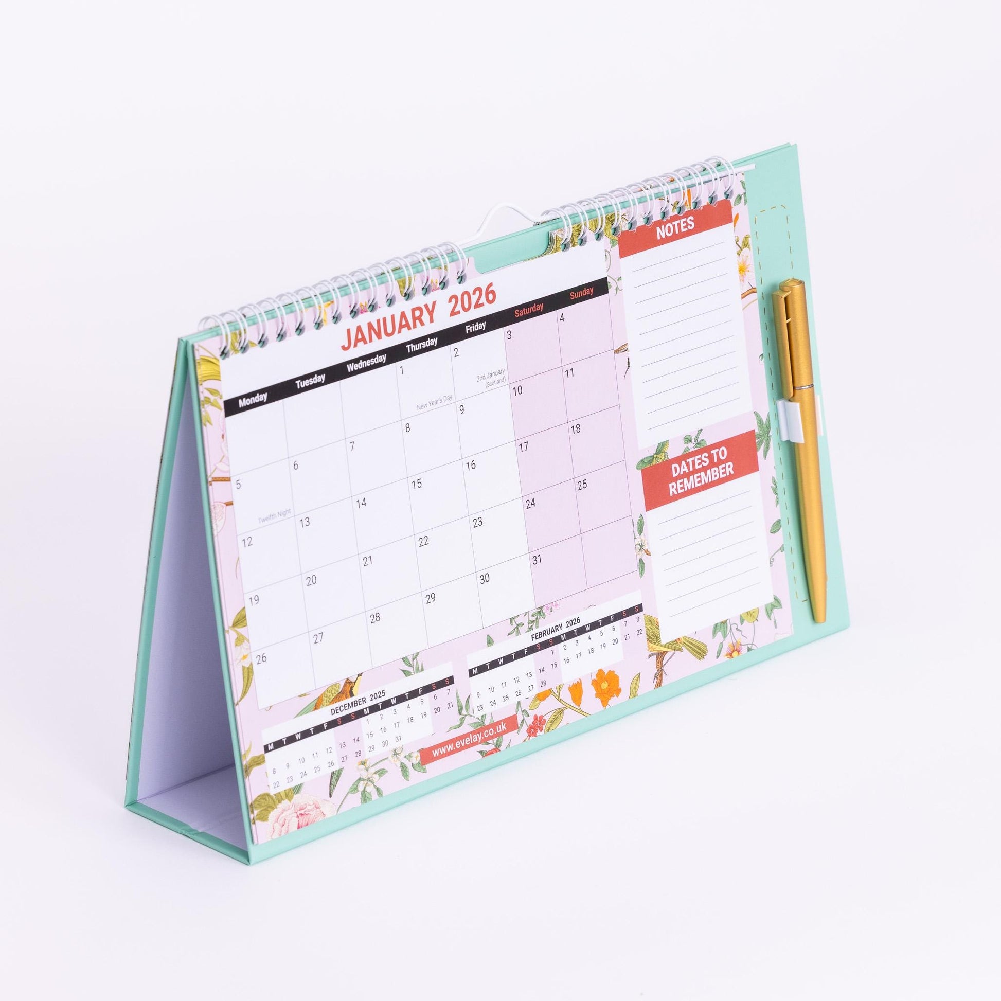 2025 -2026 Month To View Stand Up Desk Top Free Standing Wall Calendar 18 Month Etsy