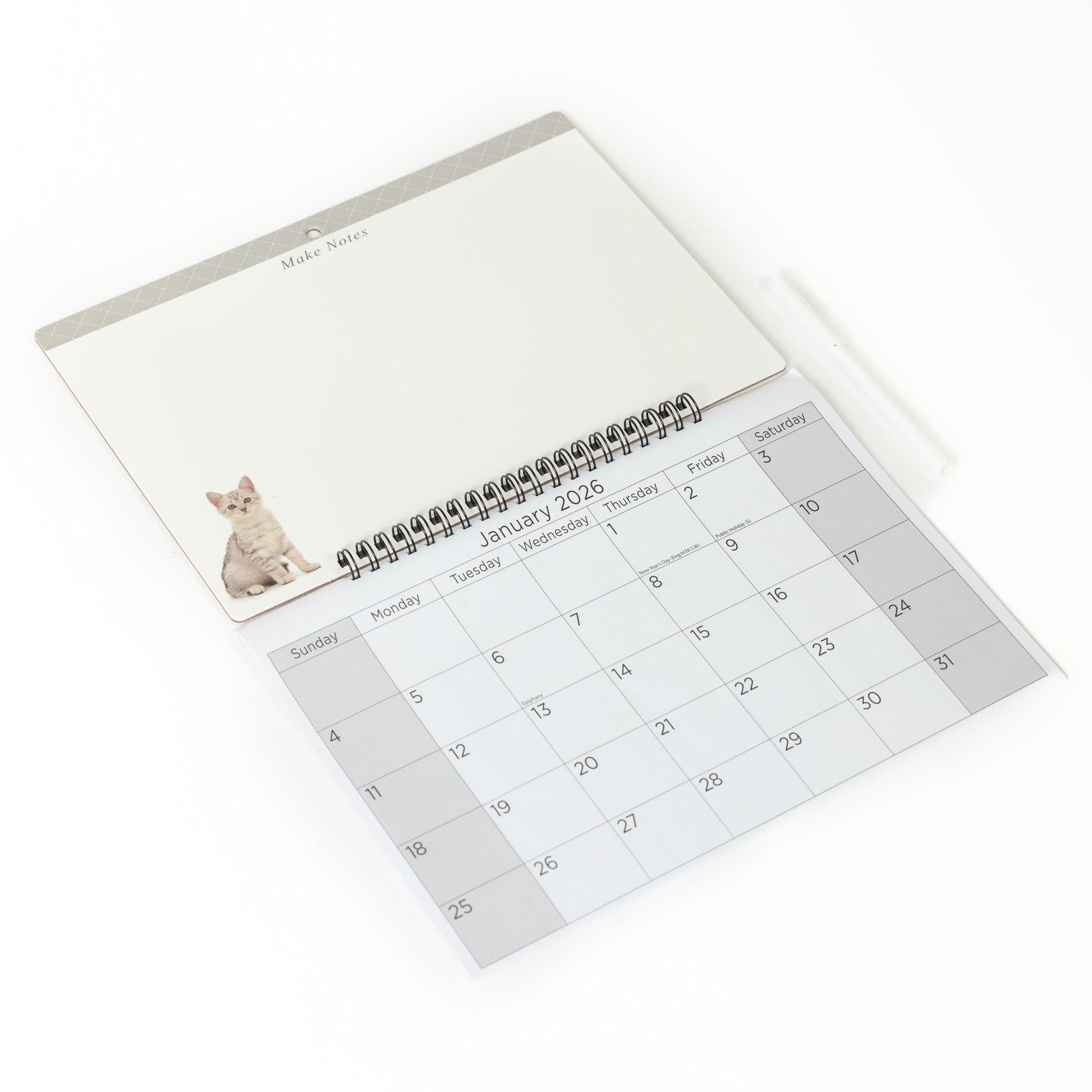 2026 Kitten Monthly Memo Board Wall Calendar Family Organiser White Board & Pen Etsy