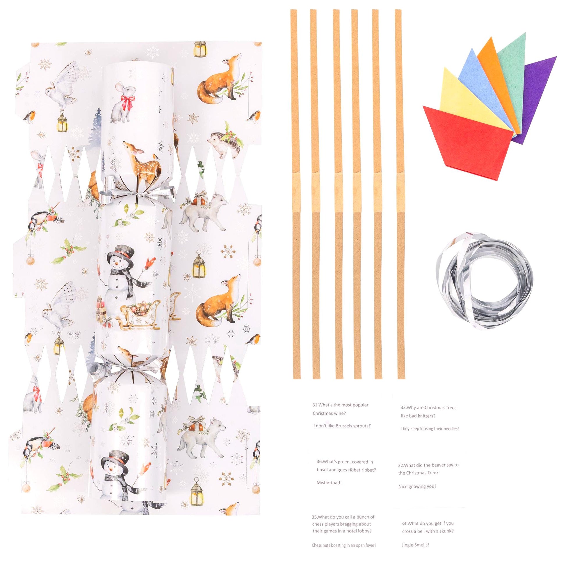 Christmas Cracker Make & Fill Your Own kit Makes 6 Crackers Hats Jokes Woodland Etsy