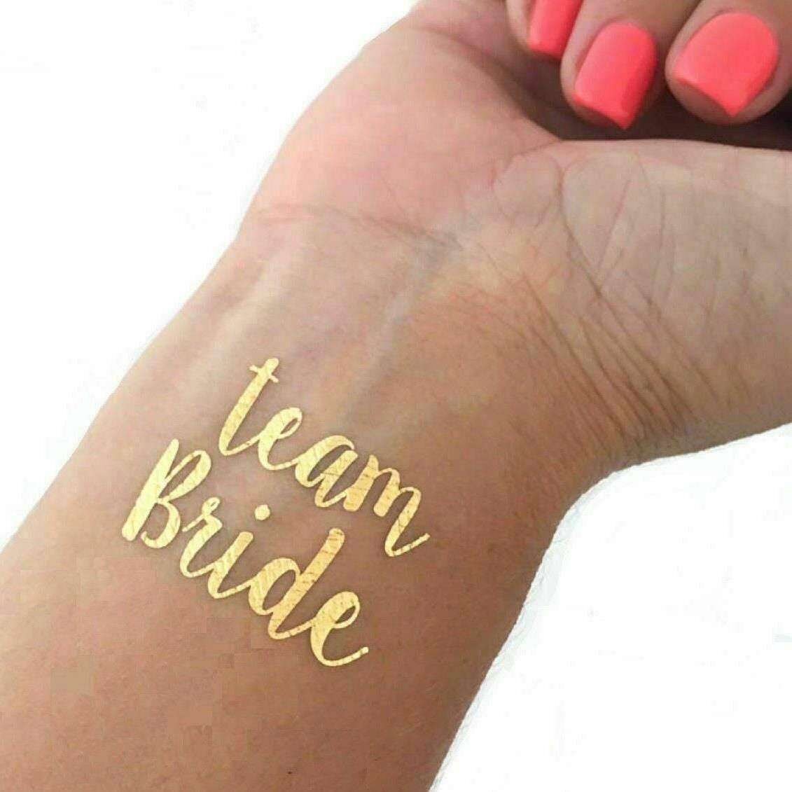 Team Bride Gold Foil Temporary Tattoos - Hen Party Favors (18 Pack)